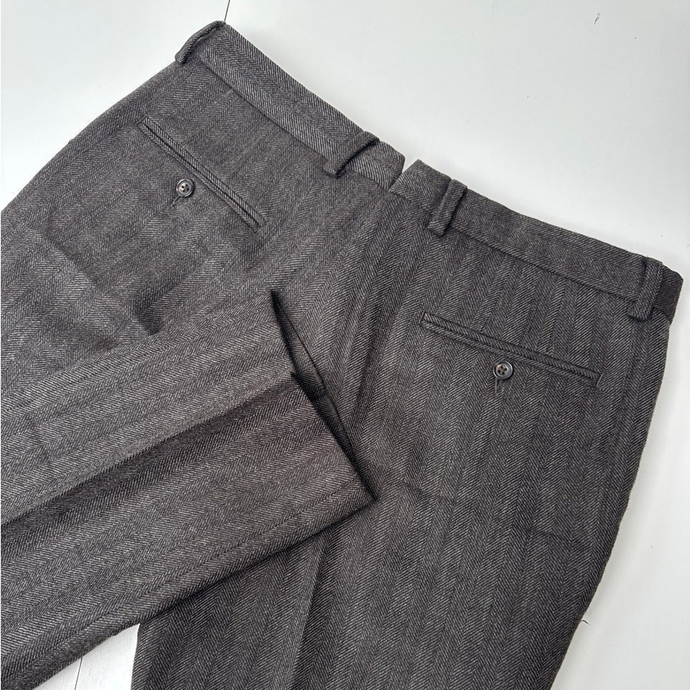 Club Monaco Grant Fit Wool Herringbone Trousers Charcoal Gray Mens 33 02101597